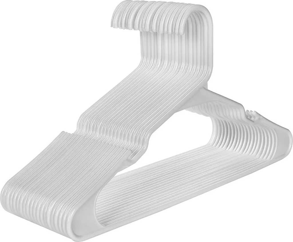 50 cintres fins blancs avec encoches pour gain de place penderie