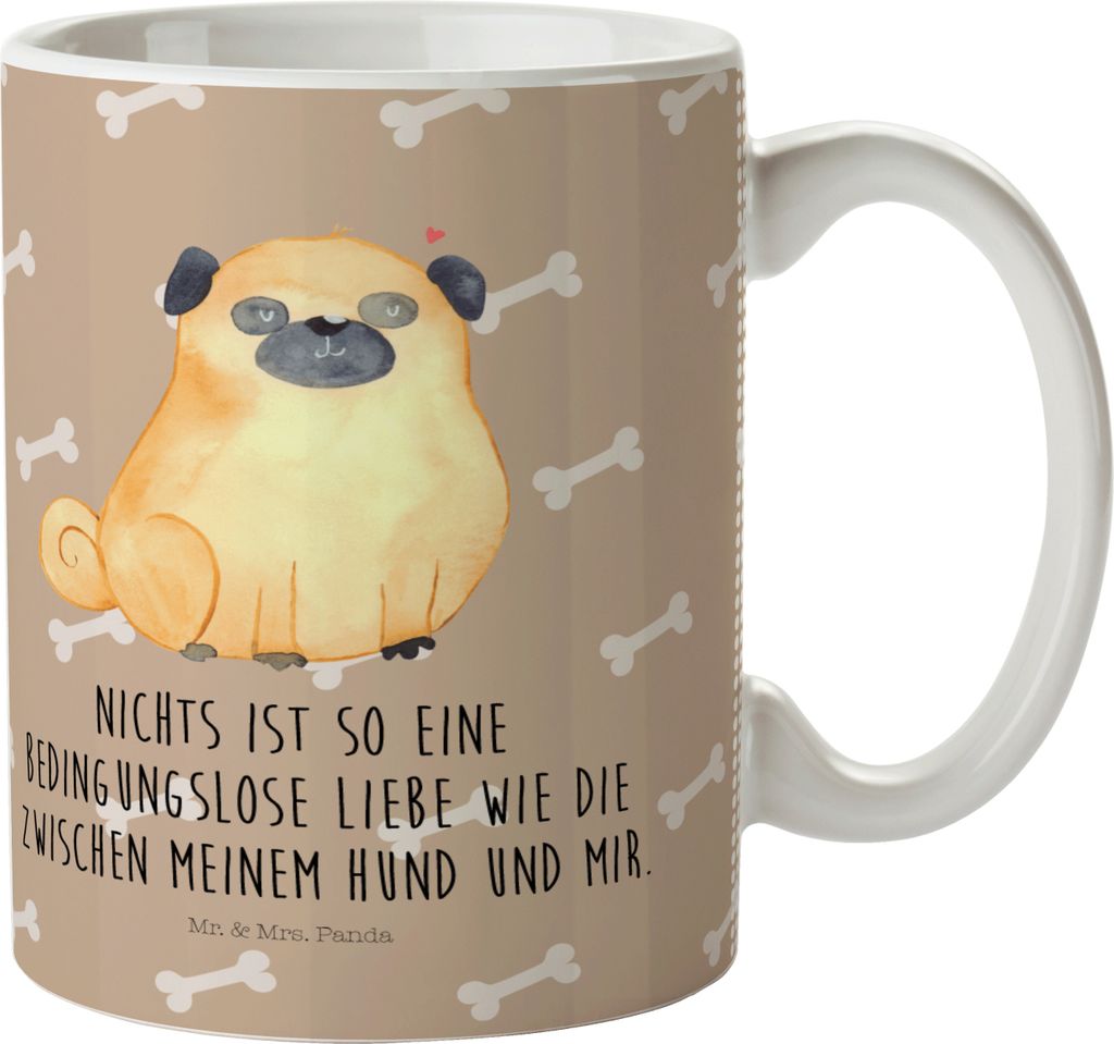 Mr. & Mrs. Panda Kindertasse Mops - Hundeglück - Geschenk, Sprüche, Pure Liebe, Haferl, Plastikbecher, Knuffig, Hund, Pott, Mehrwegbecher, Trinkl...