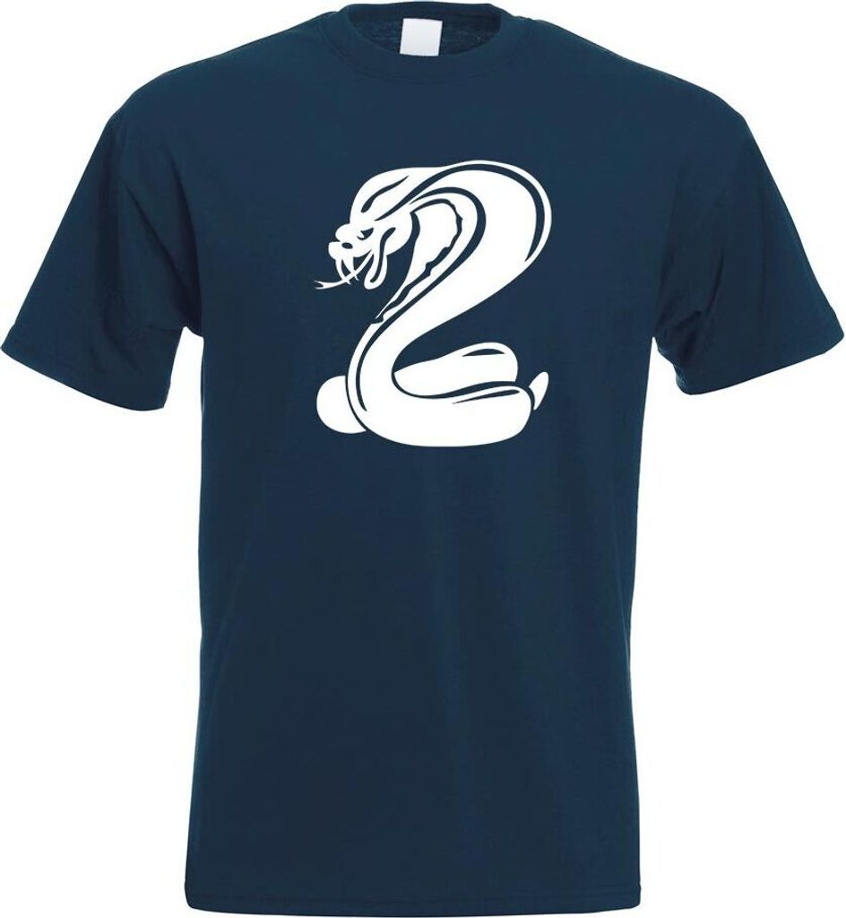 Kiwistar - T-Shirt - Navy - Kobrasymbol - Schlangenkopf Motiv Bedruckt Funshirt Design Print - mit Motiv Bedruckt - Funshirt Design - Sport - Freiz...