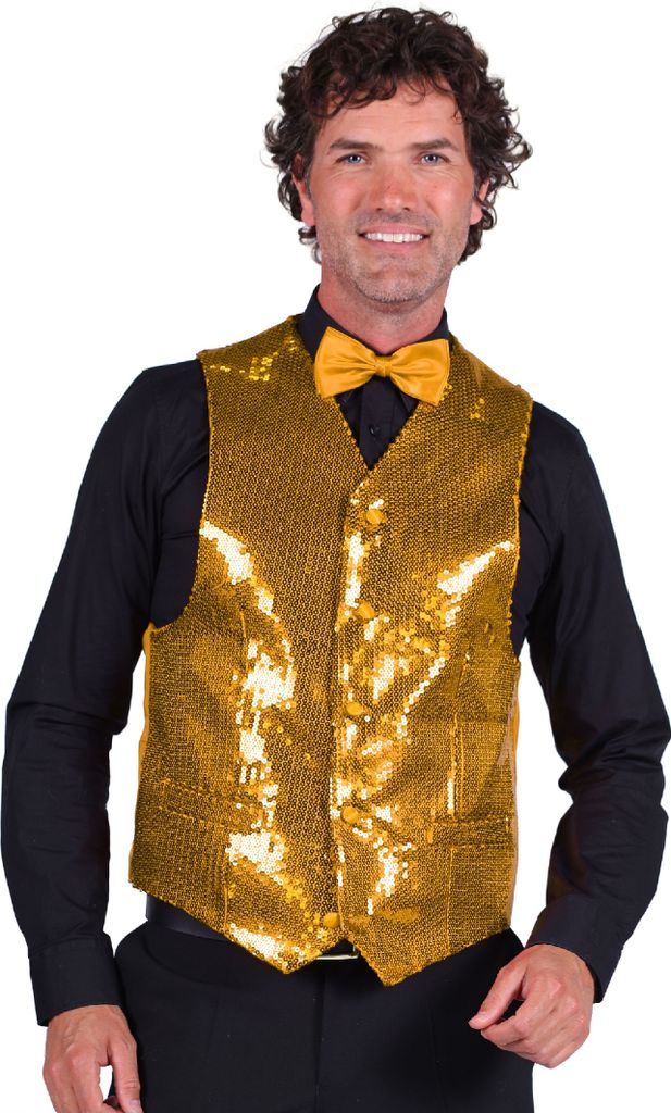 T0978-1400-S gold Herren Pailletten Weste Show Kostüm Gr.S