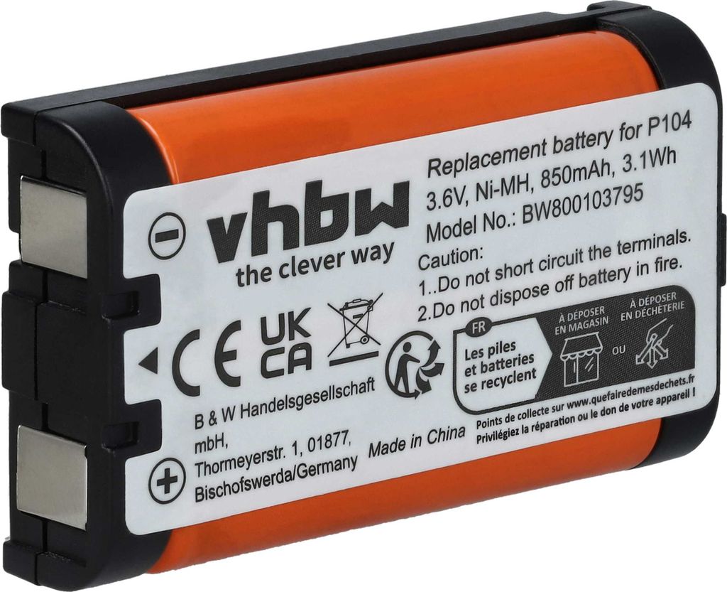 vhbw Akku kompatibel mit Panasonic KX-TG2346S, KX-TG2344BP, Produktbild