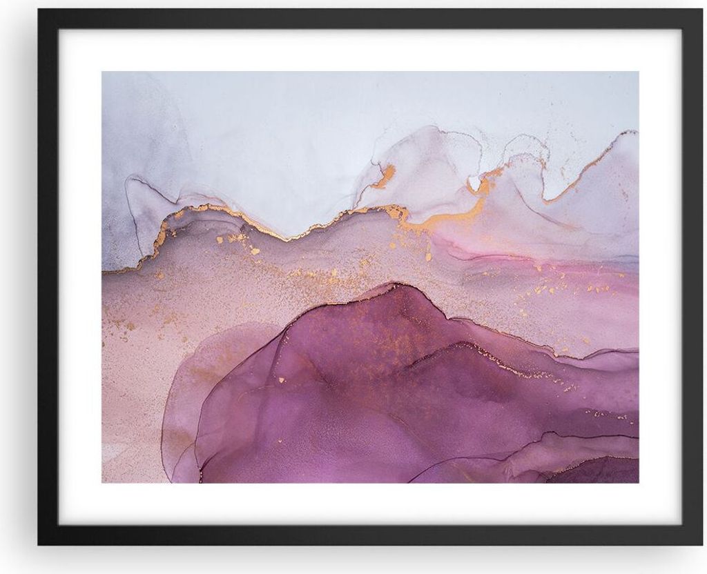 Gerahmtes Poster - Schwarzer Rahmen - Marmor Pink Violett - 50x40 cm - Wand Bild - Wanddeko - Wandbilder - Kunstposter - Wandposter - Bilderrahmen ...