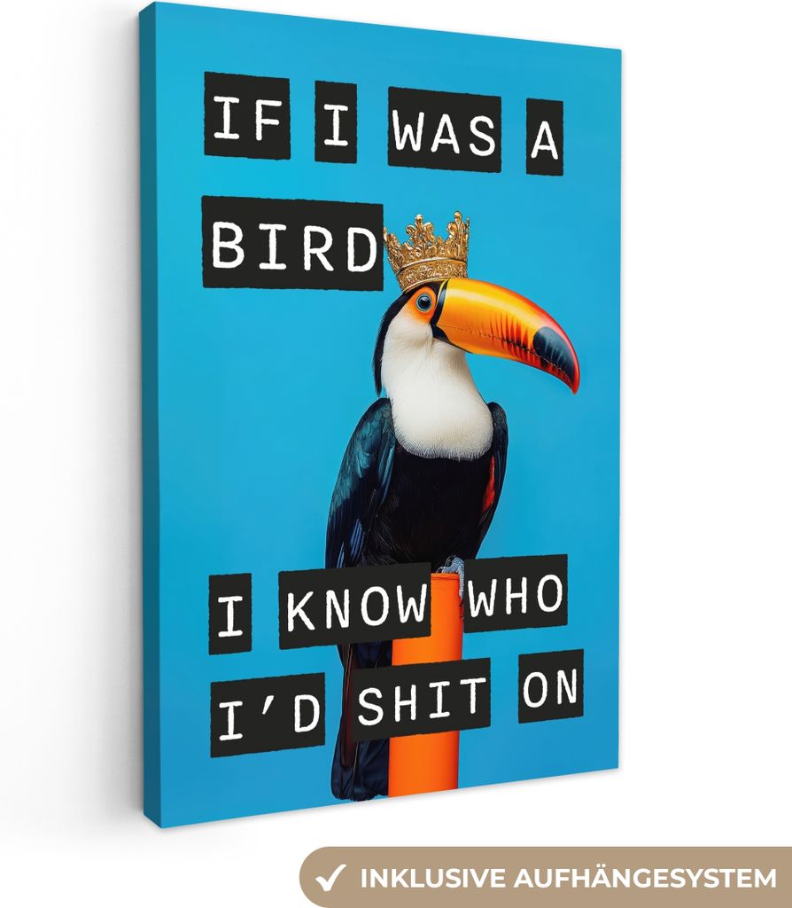 Leinwand Bilder 80x120 cm - Tukan - Blau, Leinwand Bilder, Wanddeko, Gemälde