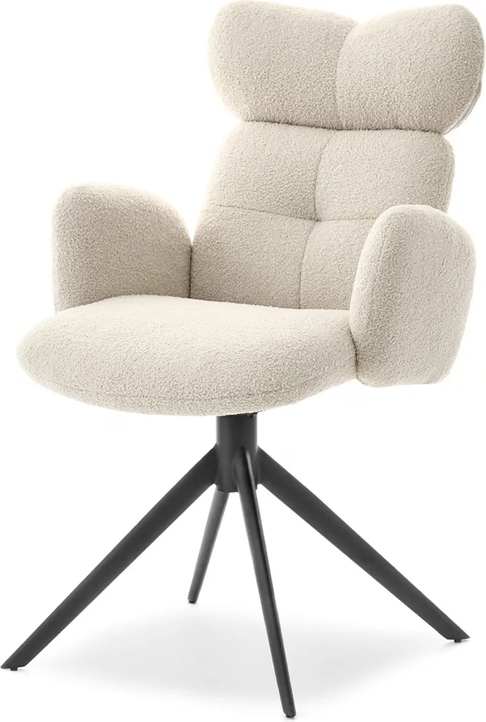 Chaise de salle à manger pivotante confort en bouclée crème AJNA chic