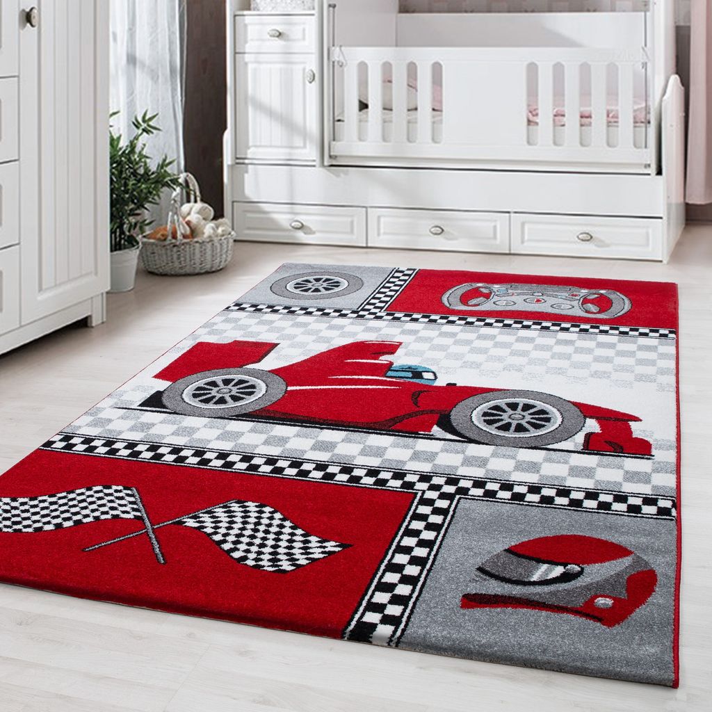 Teppich mit süßem Design - ein schönes Motiv für kleine Entdecker, Größe: 140 x 200 cm, Farbe: Rot-3