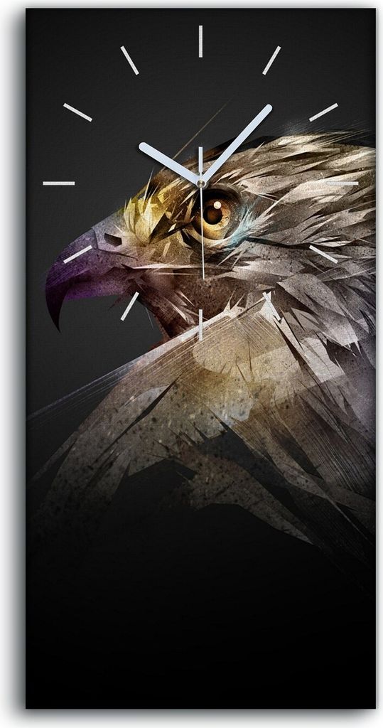 Wandkunst Leinwand Bild Uhr Geräuschlos Kunstdruck 30x60 Tier Vogel Adler Kunst - weiße Hände