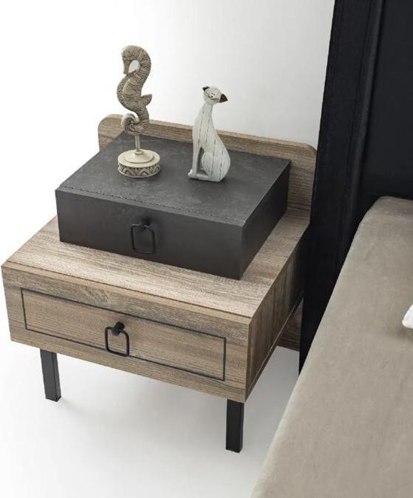 Nachttisch Holz Schublade Schwarz Stilvolles Design Kinderzimmer Möbel Modern