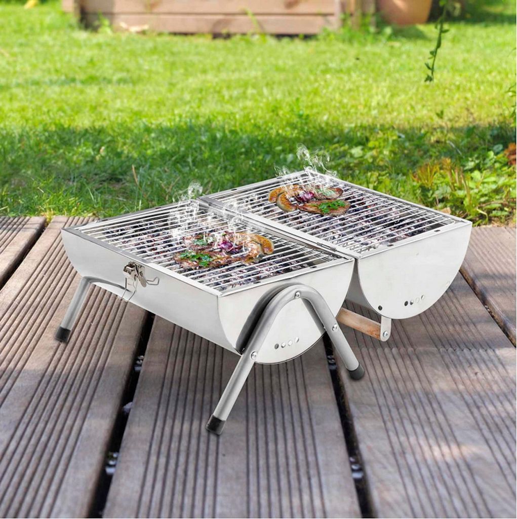 Edelstahl Picknick Grill Tischgrill Klappgrill Produktbild 