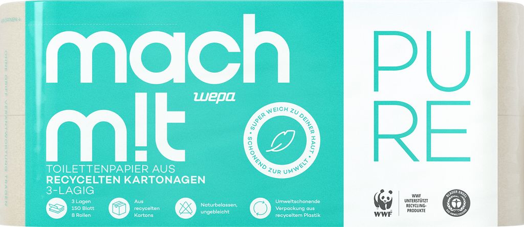 mach m!t PURE Toilettenpapier - 8 Rollen 3lagig - frei von Produktbild 1
