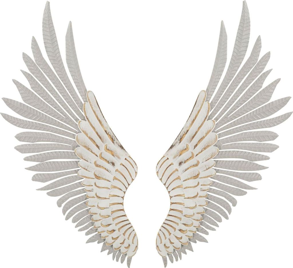 Mauro Ferretti Wandpaneel Set 2-teilig Natural Wings gebleichtes Weiß 44x104 cm
