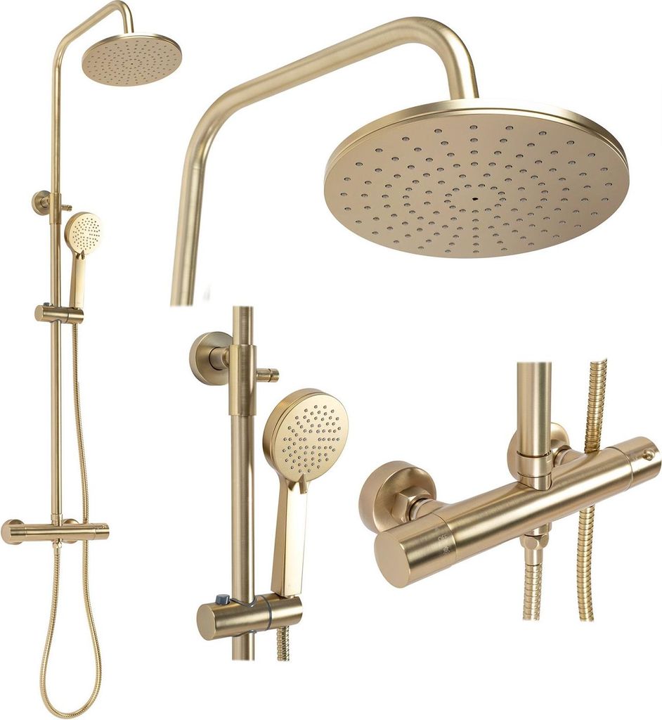Set Doccia Con Termostato Rea Parot Brushed Gold Immagine del prodotto 
