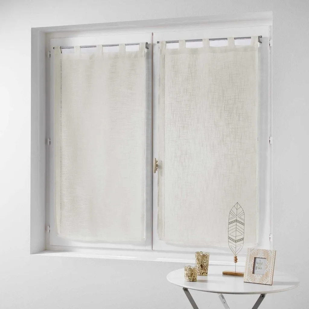 Rideau de cuisine HALTONA naturel 60x160cm, textile aspect lin 2pcs