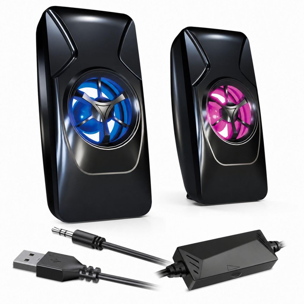 P49C Mini Lautsprecher 6W USB PC Lautsprecher mit LED Licht Produktbild 