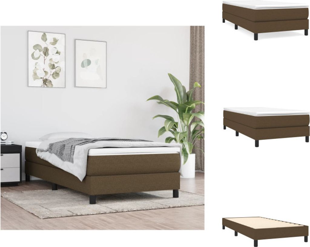 vidaXL Boxspringbett Dunkelbraun 100x200 cm Stoff - Betten & Bettgestelle