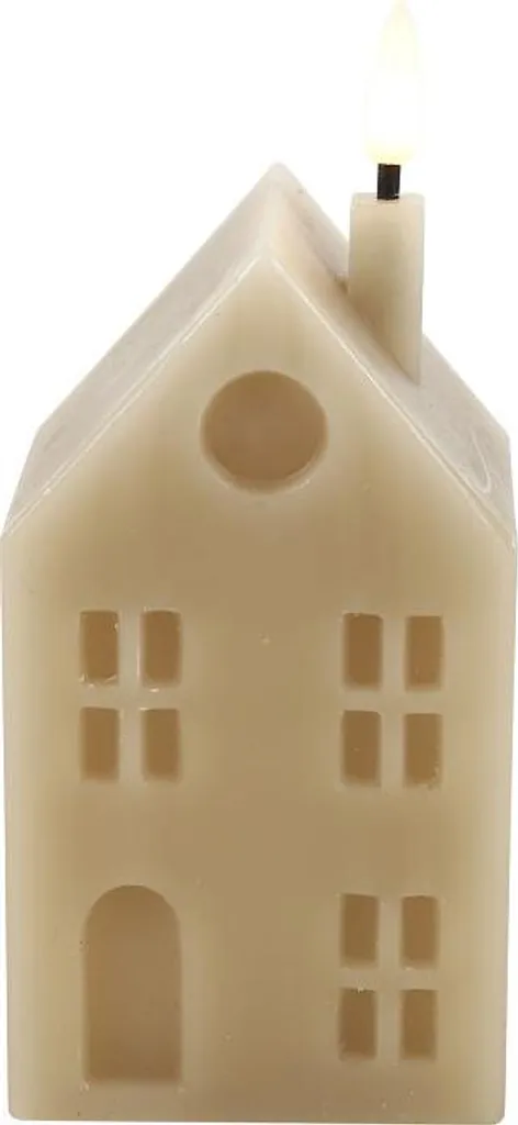 Bougie LED effet flamme vacillante beige 7,5x16cm décor de maison