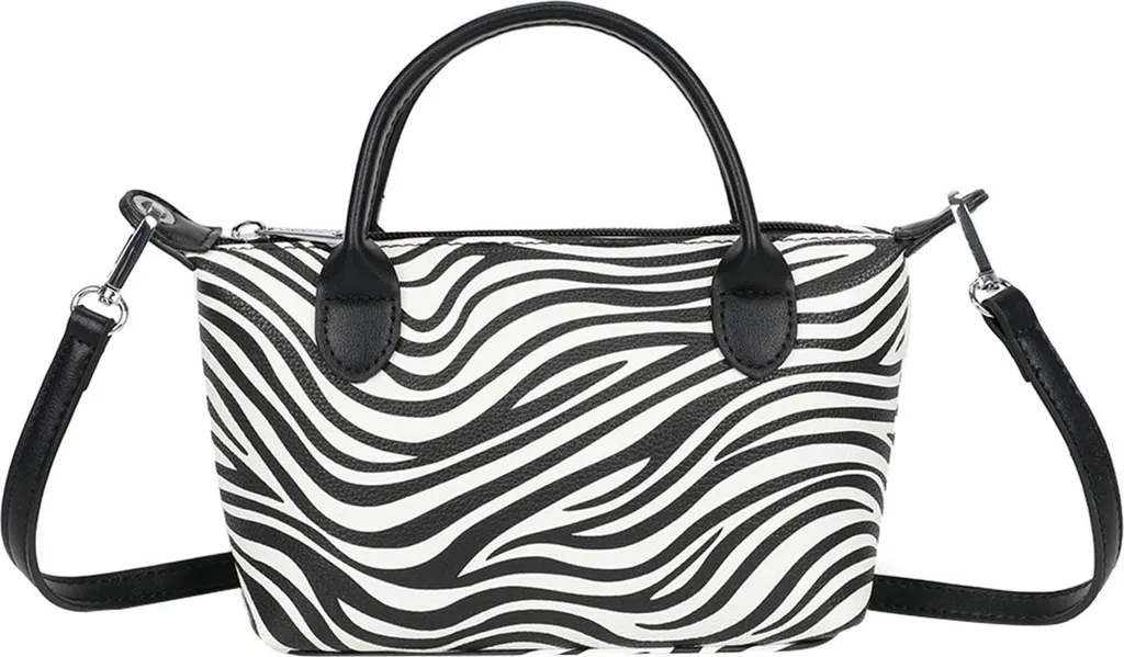 Gallantry Sac Bandoulière Femme Noir Motif Zèbre avec Lanière Amovible