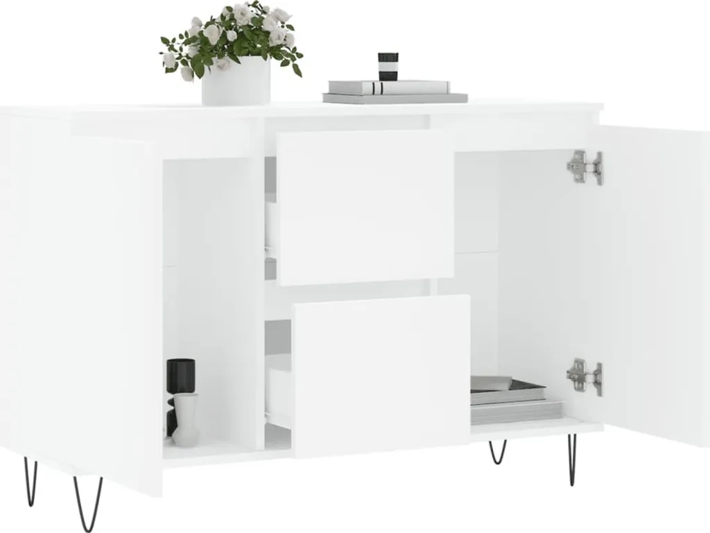 vidaXL Buffet Bianco 104 cm | Mobiletto per Casa e Ufficio - 5