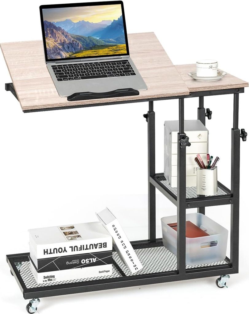 GOPLUS Beistelltisch Verstellbarer mit Rollen, Laptoptisch Produktbild 