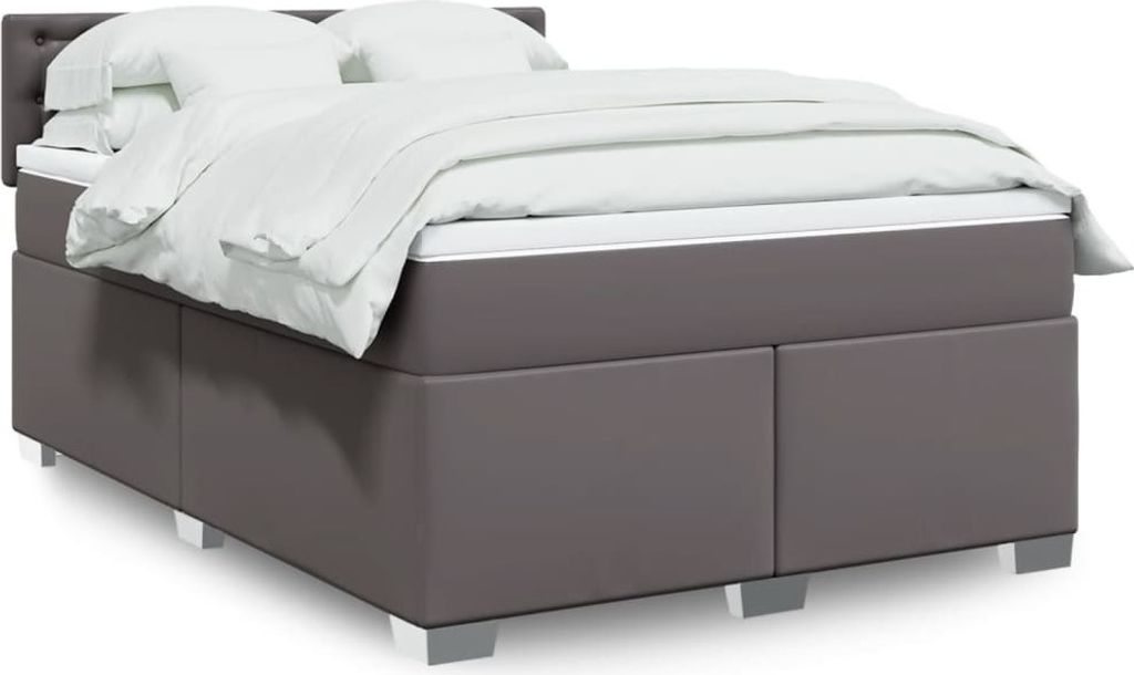 Maison Exclusive - Boxspringbett mit Matratze Grau 140x200 cm Kunstleder