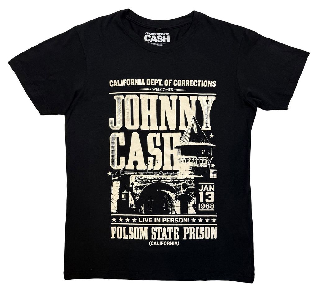 Johnny Cash - "Prison Poster" T-Shirt für Herren/Damen Uni RO15706 (L) (Schwarz)