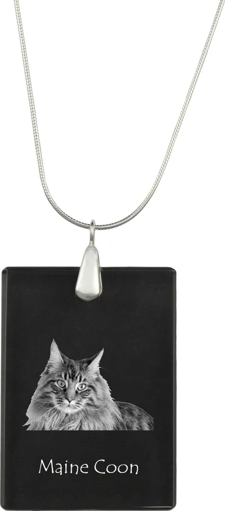 Bijou Maine Coon : pendentif en cristal et chaîne en argent massif 925