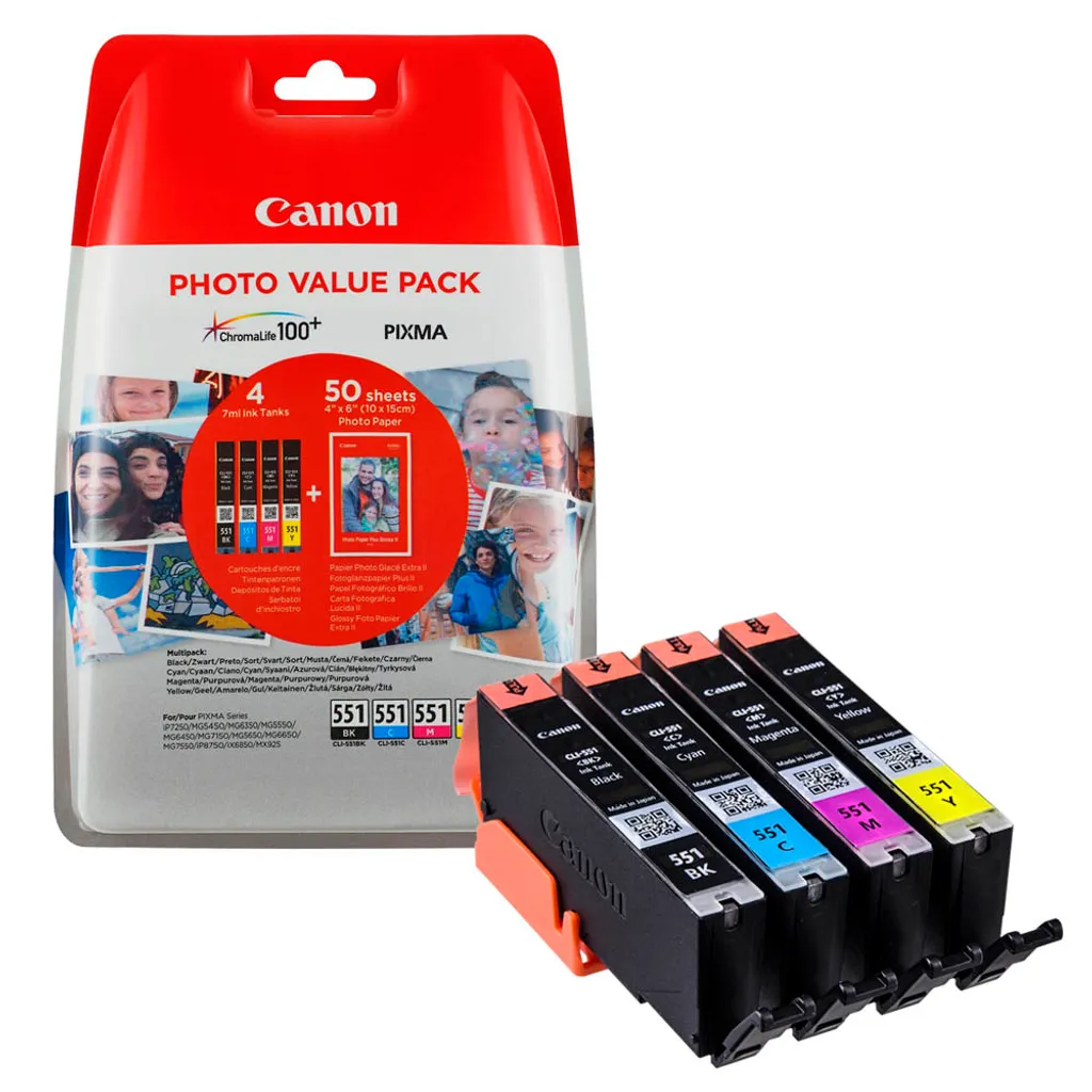 Convenienza Multipack Canon CLI-551 - Kit 4 Colori Risparmio Sicuro - 9