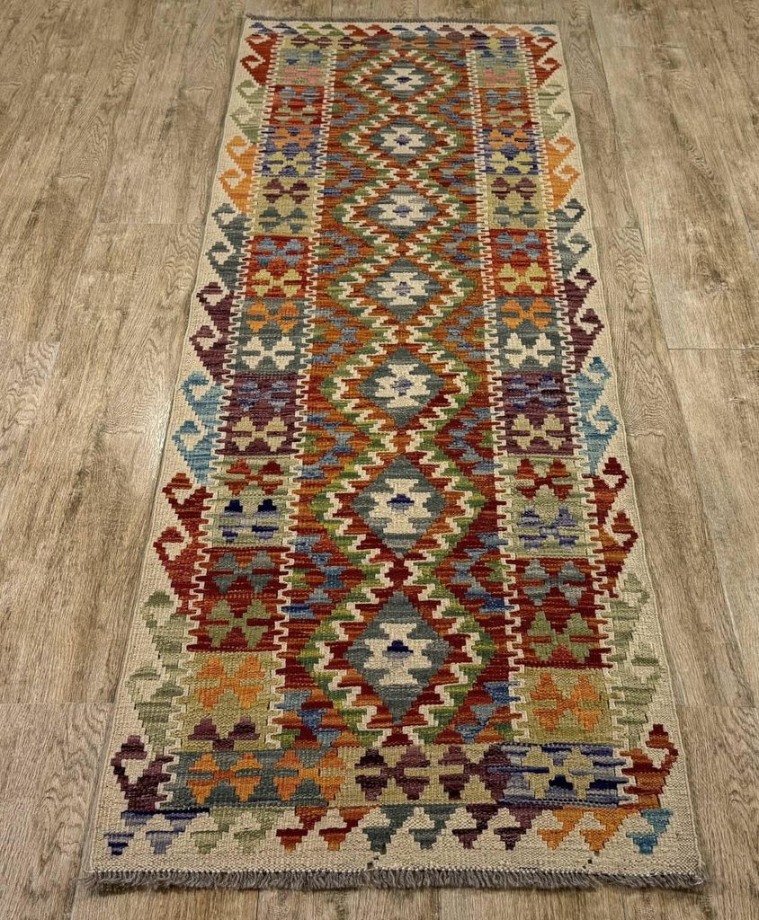 Teppich KELIM ORIGINAL | Farbe: Multi; Größe: 70x196 cm | strapazierfähig und leicht zu reinigen | Wohnzimmer | Schlafzimmer