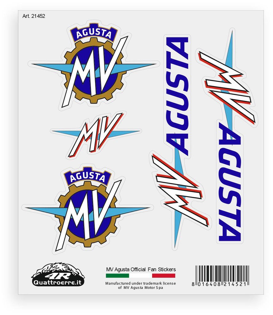 Adesivi per Moto MV Agusta – Set 5 Sticker Presagomati, Immagine del prodotto 