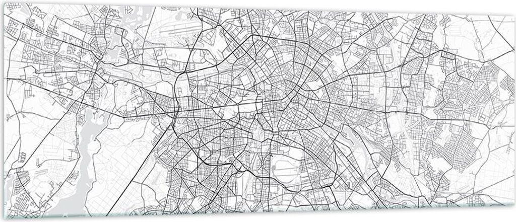 Bilder auf glas - Einteilig - Stadt Karte Berlin - 140x50cm - Glasbilder - Wandbilder - Bilder - zum Aufhängen bereit - Wanddekoration aus Glas - ...