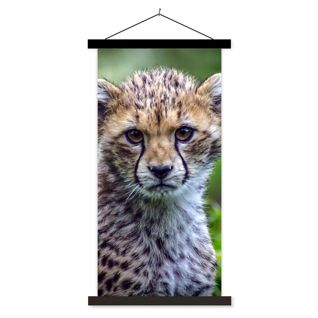MuchoWow Textilposter Porträt eines Geparden 60x120 cm mit schwarzem Rahmen - Magnete