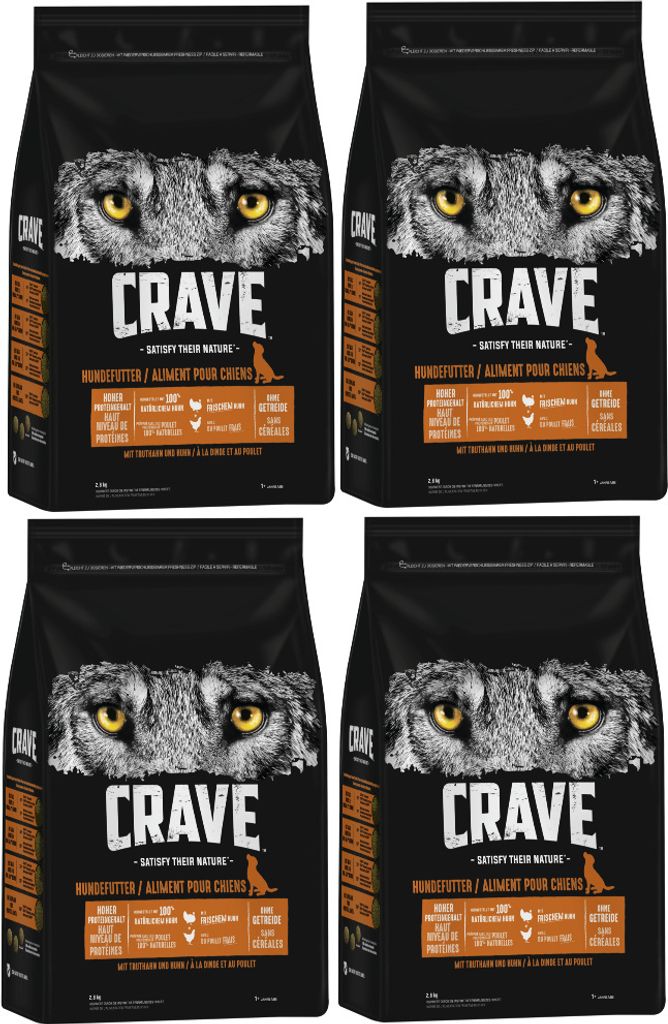 CRAVE Hund Beutel mit Truthahn und Huhn 4 x 2,8kg