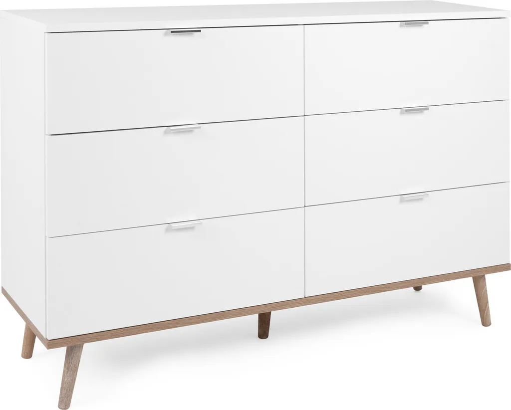 Buffet Bas Commode Blanche Style Scandinave - Meuble de Rangement Bois