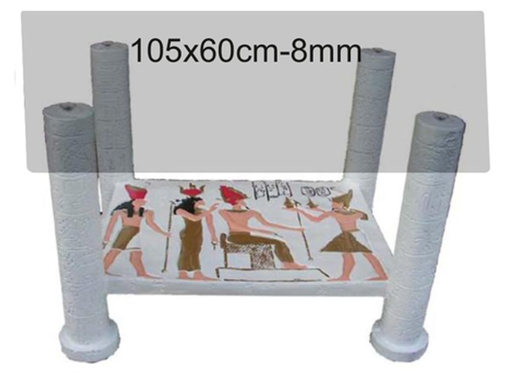 Ägyptische Couchtisch Glastisch Tische Beistelltisch Säulen Statuen Figuren Neu