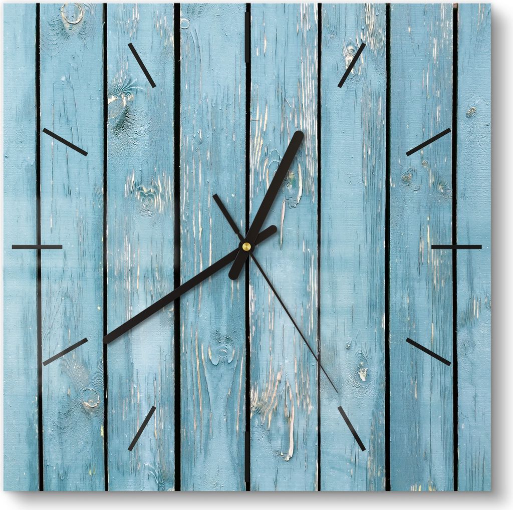 DEQORI Glasuhr 30x30 cm Modern 'Rustikale Holzwand' Wanduhr Produktbild 