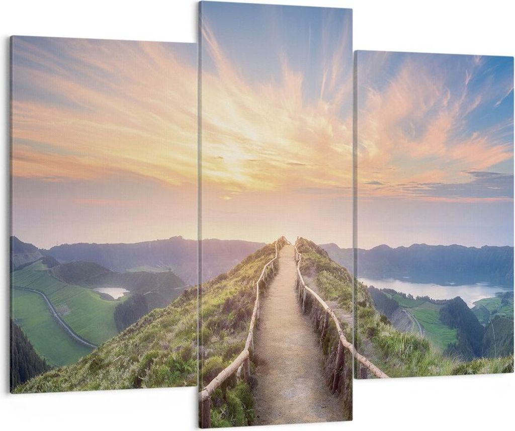 Bild auf Leinwand - Leinwandbild - 3 Teile - Trail Berg Azoren - 130x100cm - Wand Bild - Wanddeko - Wandbilder - Leinwanddruck - Bilder - Wanddekor...