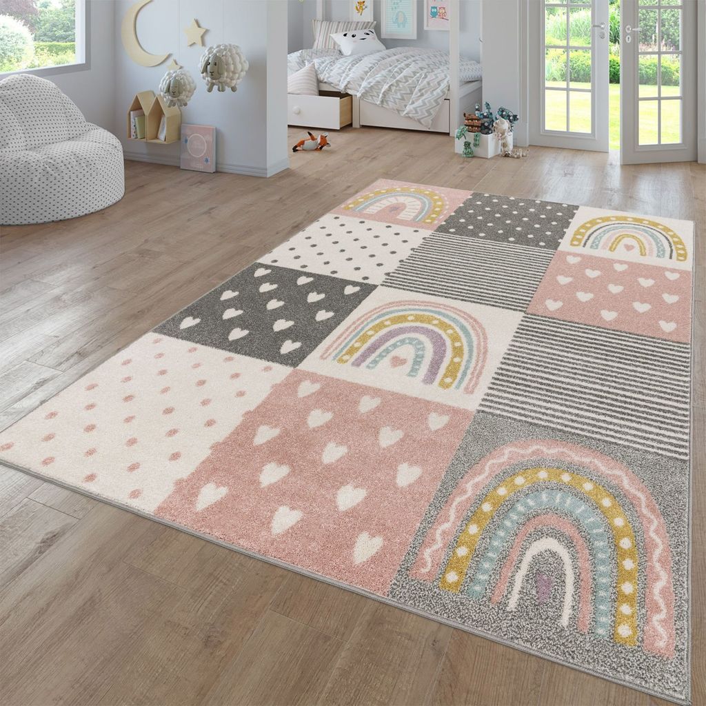 TT Home Teppich Kinderzimmer Kinderzimmerteppich Junge Mädchen Kinderteppich Modern Soft Größe 200 cm Rund