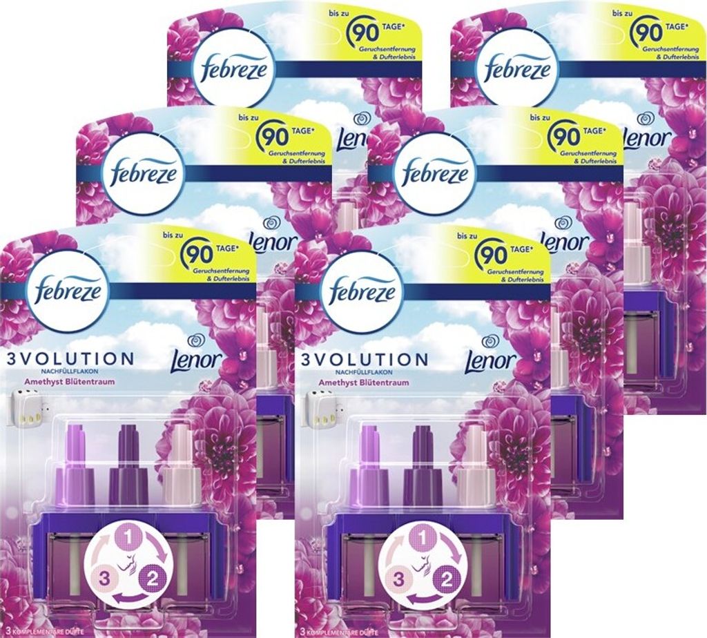 6x Febreze 3Volution Lufterfrischer Nachfüllflakon Amethyst Produktbild 