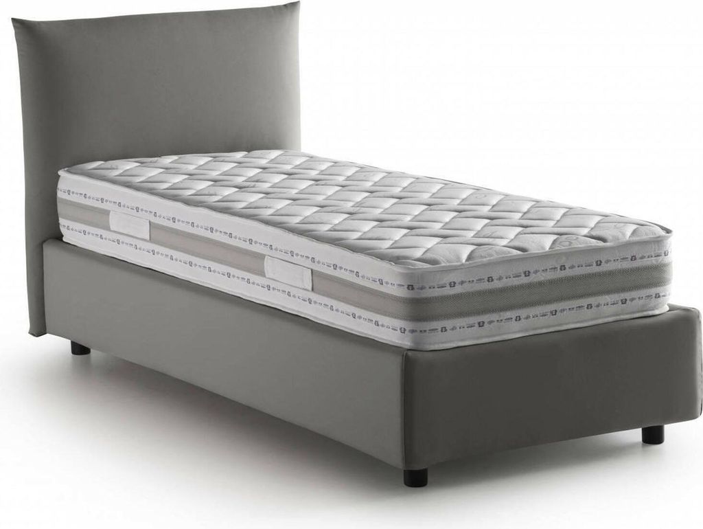 Talamo Italien Einzelbett Daisy, Grau, Matratze abnehmbar