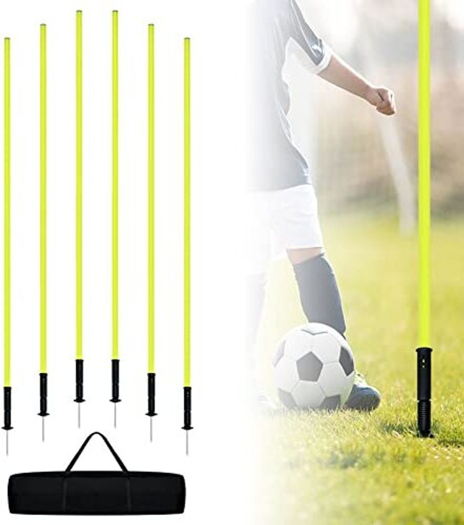 NAIZY Slalomstangen Fussball Trainingszubehör Hürden Set Slalom Poles mit Tragetasche & Federgelenk & Metallspitze für Agility und Koordinations...