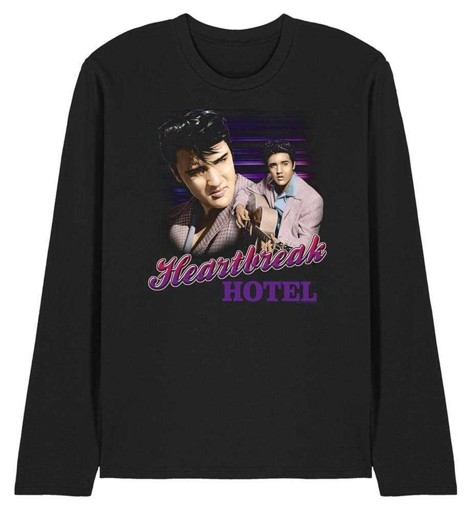 Elvis Presley - "Heartbreak Hotel" T-Shirt für Herren/Damen Uni, Langärmlig TV33215 (L) (Schwarz)