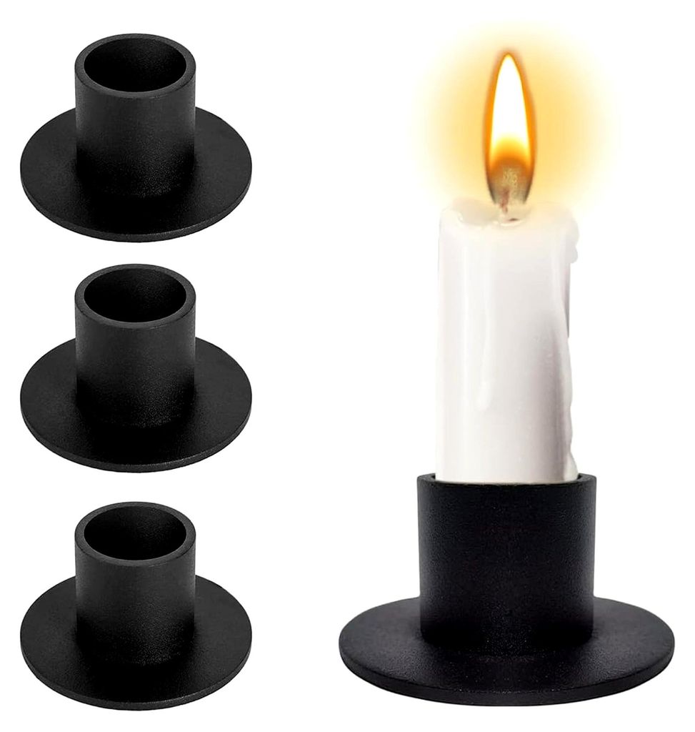 4 Stück Kerzenständer, Matt Schwarze Kerzenhalter, Retro Kerzenleuchter für romantische Abendessen, Esszimmer, Wohn- und Schlafzimmerdekoration
