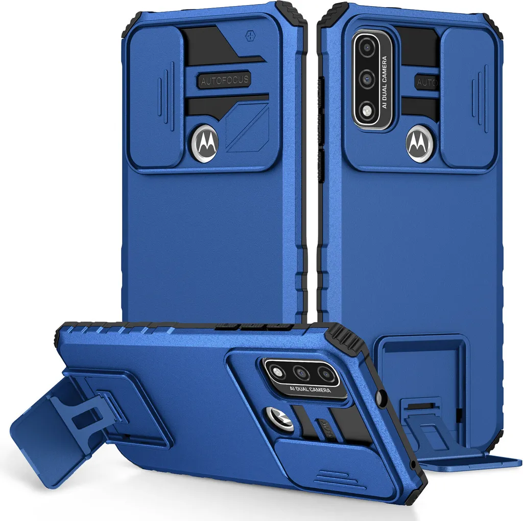 Custodia Motorola G Pure Robusta: Protezione Militare e Kickstand Blu