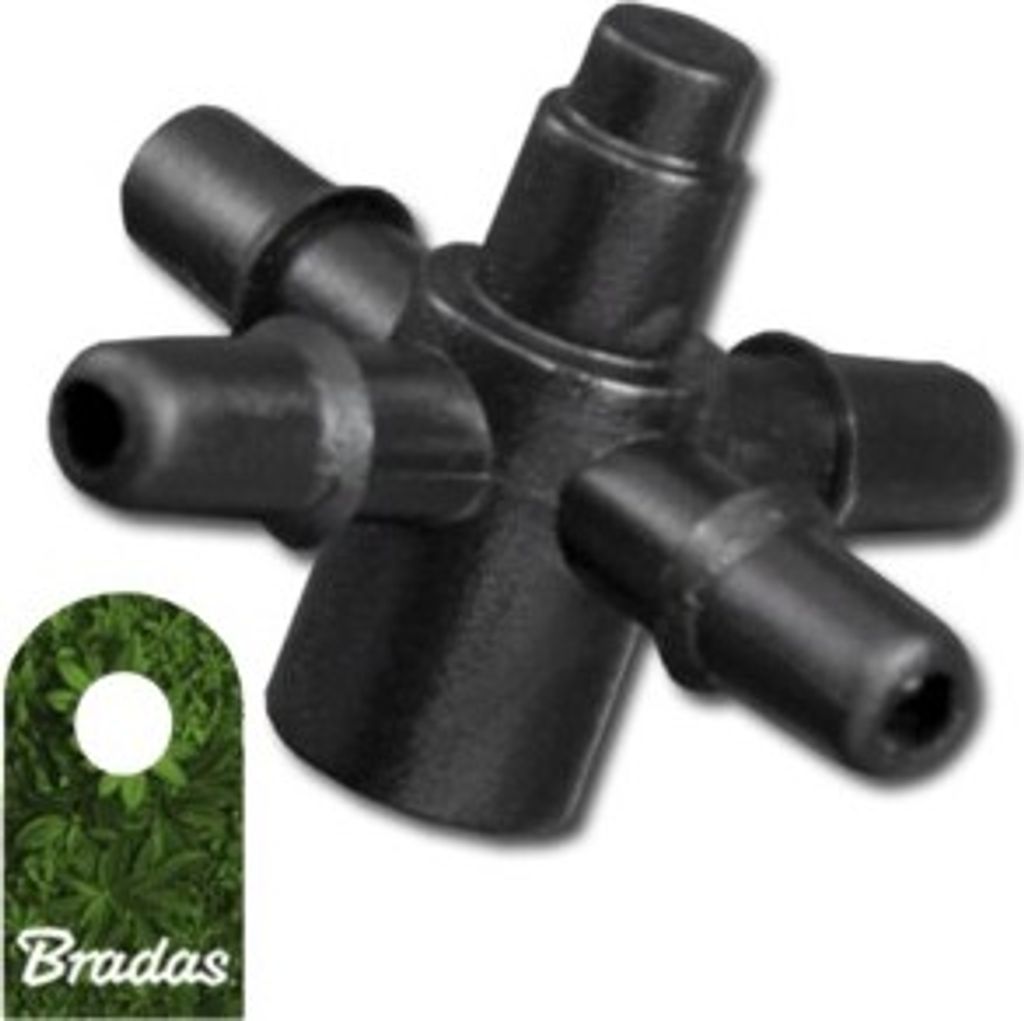 4 Ausgänge T-Stück für Pfeiltropfer Garten Emitter Eingang 4mm Wasserverteiler Microbewässerung Bradas