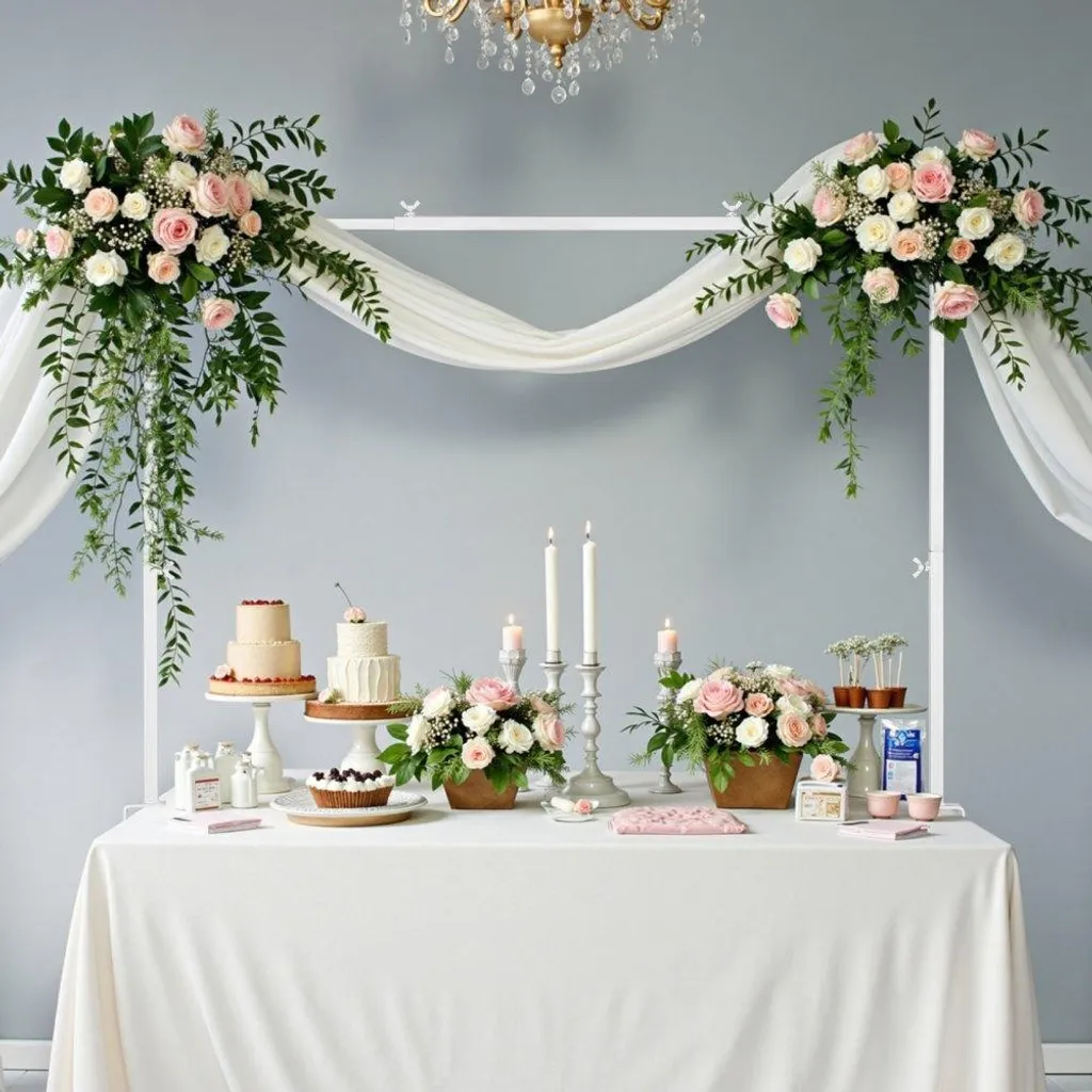 Support de décoration de table blanc extensible avec fixations à pinces