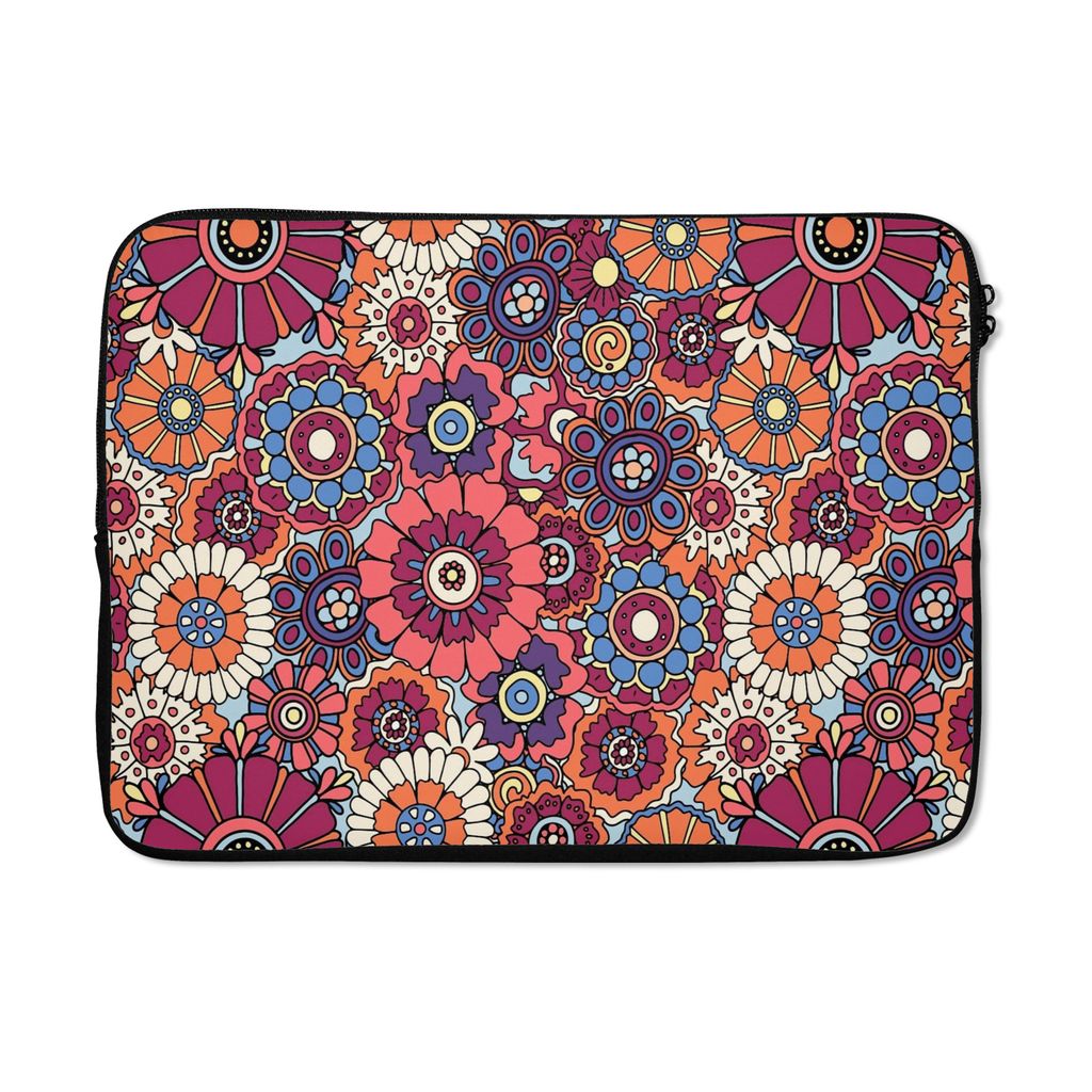 MuchoWow Laptop Hülle 14 ZollVintage - Muster - Blumen - Pflanzen Laptoptasche - Laptoptasche - Stoßsicher - Schutzhaube