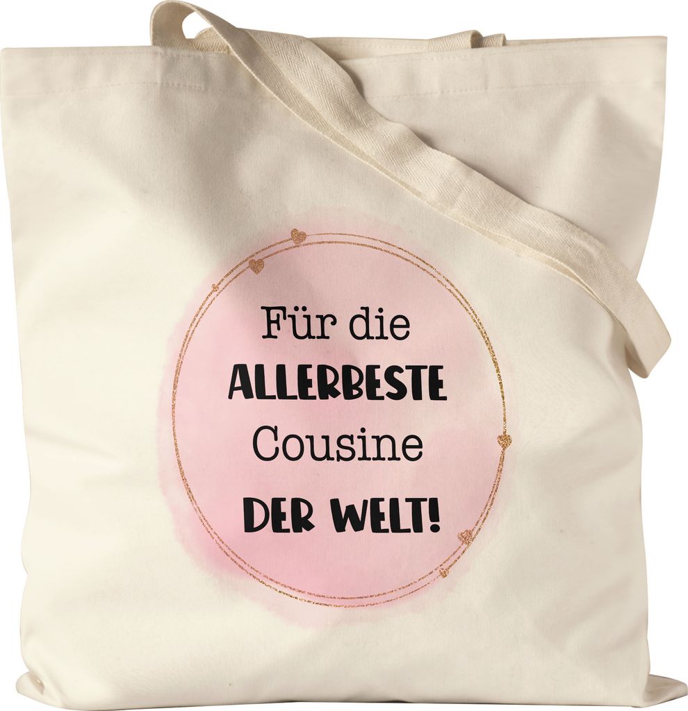 Für die allerbeste Cousine der Welt Jutebeutel Geschenkidee Geburtstag Weihnachten