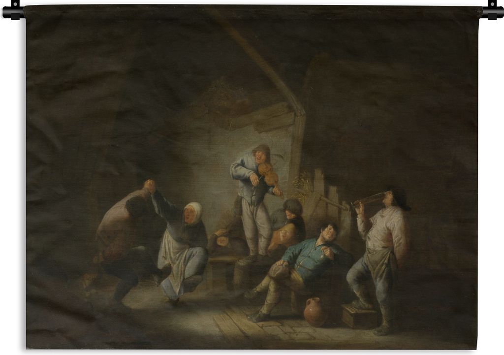 MuchoWow Wandteppich Wandbehang Das tanzende Paar - Gemälde von Adriaen van Ostade 60x45 cm Tapisserie Dekoration Wandtuch - Das Schlafzimmer