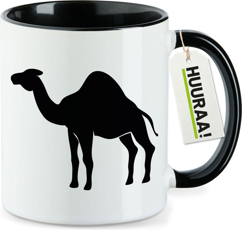 Huuraa Kaffeetasse Dromedar Kamel Silhouette 330ml Schwarz Keramik Kaffeebecher Geschenkidee