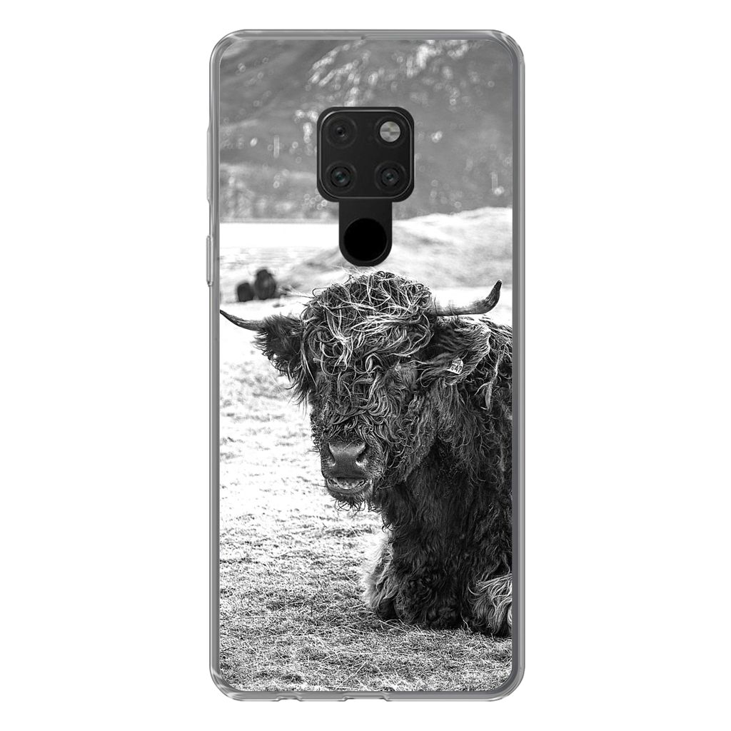 MuchoWow Handyhülle Schutzhülle Hülle für Huawei P40 Lite Schottischer Highlander - Berg - Tiere Silikon Softcase Handy Hülle - Handy