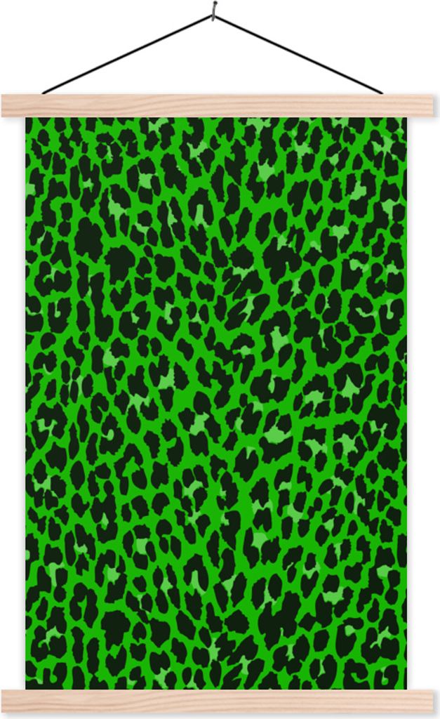 MuchoWow Textilposter Leopard - Muster - Grün 40x60 cm mit holzfarbenen Rahmen - Poster